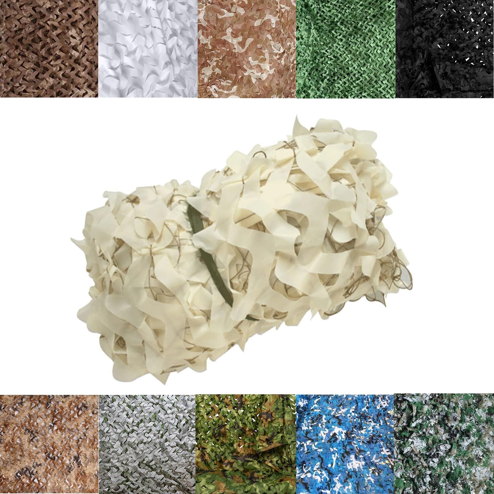 LTSRLL Camouflage Net Camo Netting Roll Greenhouse Shade Netting Tear Resistance Polyester Sunscreen Fabric Privacy Fence, 10+ Colors(Color:Beige,Size:1.5x20M(4.9x65.6ft))