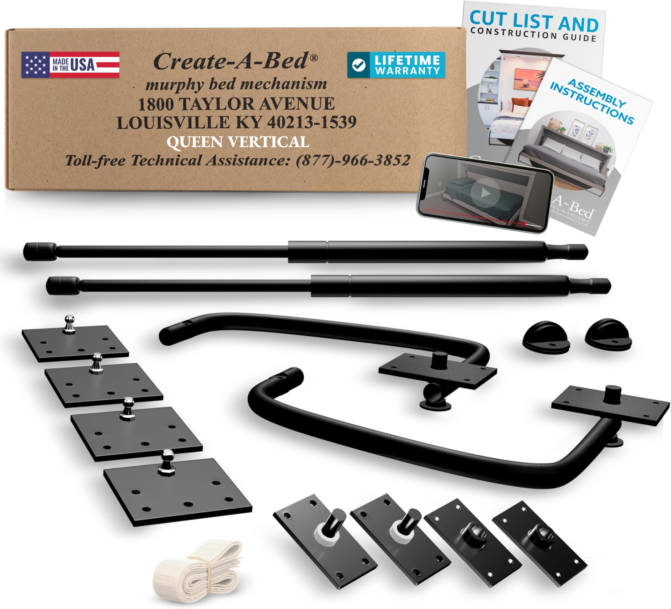 Create-A-Bed Queen Size Deluxe Murphy Bed Kit, Vertical