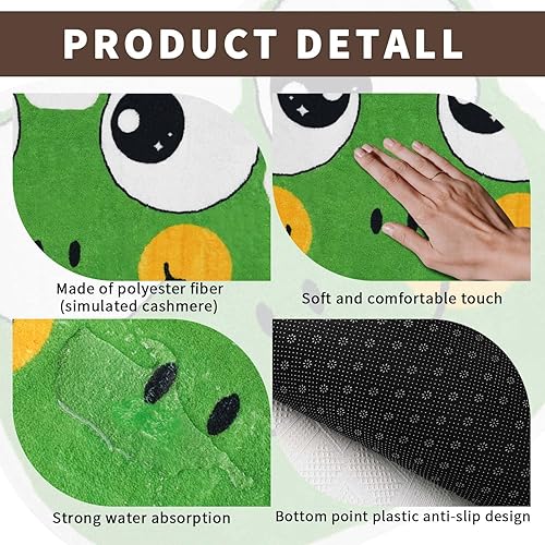 Miniatura 6 de Alfombra de baño con forma irregular de rana para niños, antideslizante, absorbente, lavable, peluda, decoración de dormitorio, alfombra de entrada