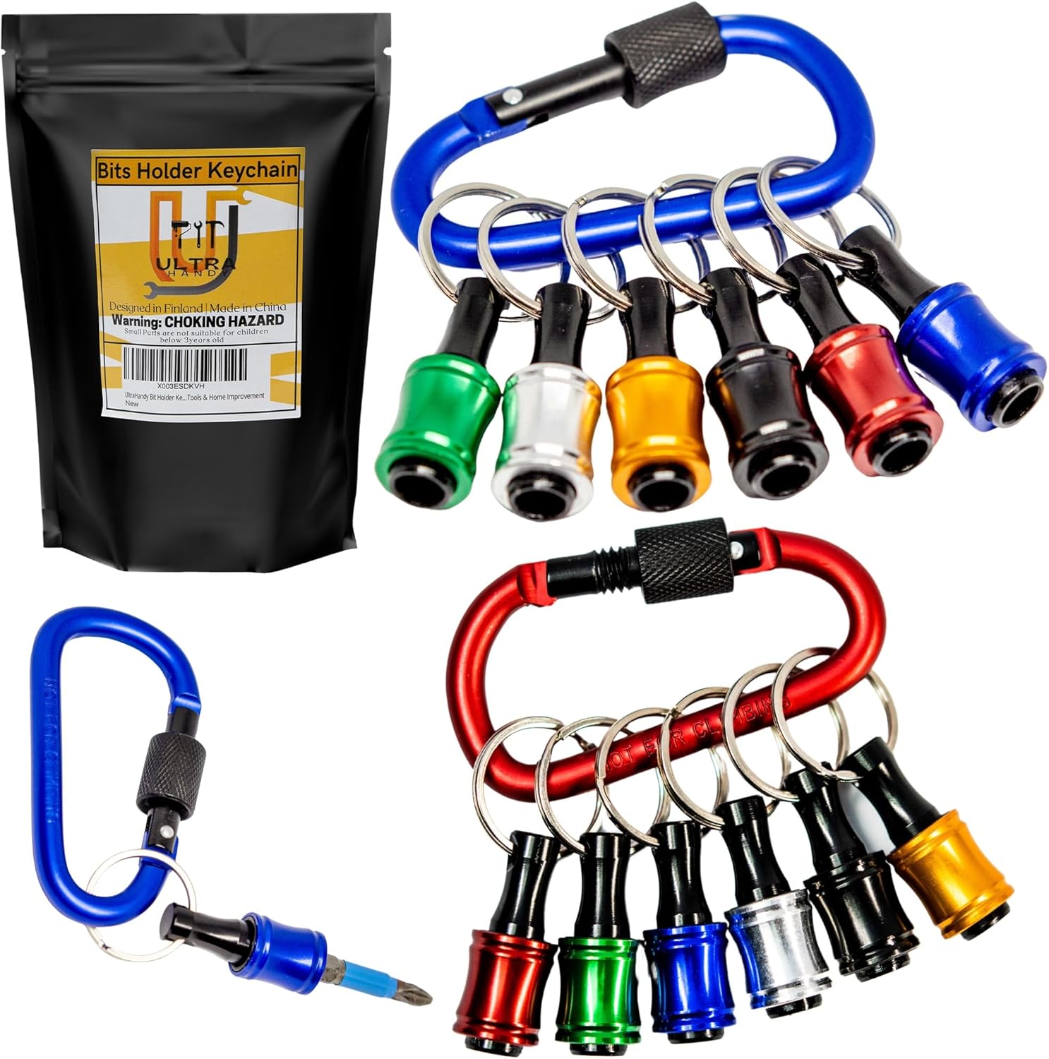 Carpenter's Bit Holder Keychain set 2x6 pcs for Professionals, 1/4 Bit