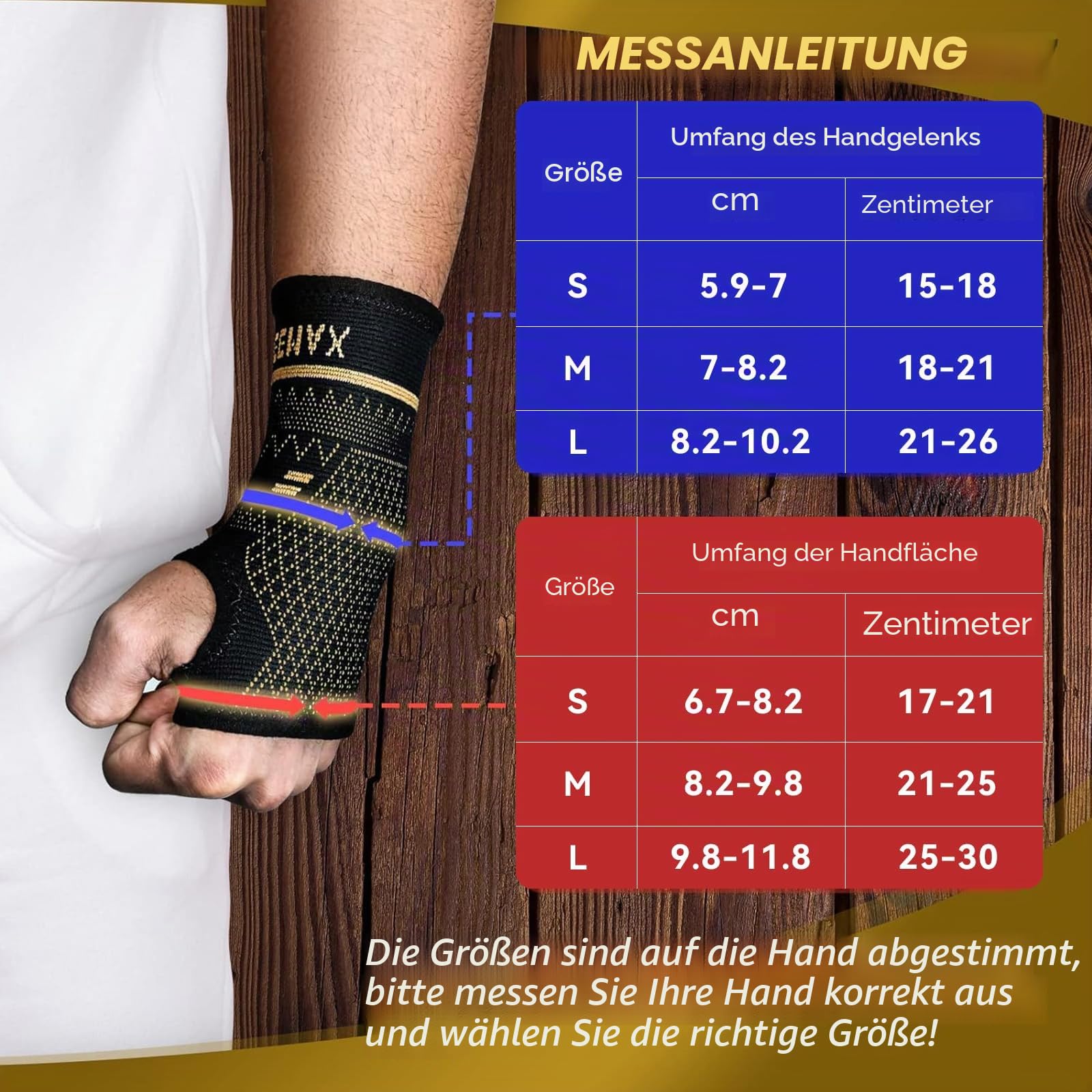 INDEEMAX 1 Paar Kupfer Handgelenkbandage, Handgelenk Bandagen mit Daumenschlaufe für Deman und Männer, Bandage Handgelenk für Linderung von Karpaltunnel, Arthritis und Anderen Schmerzen