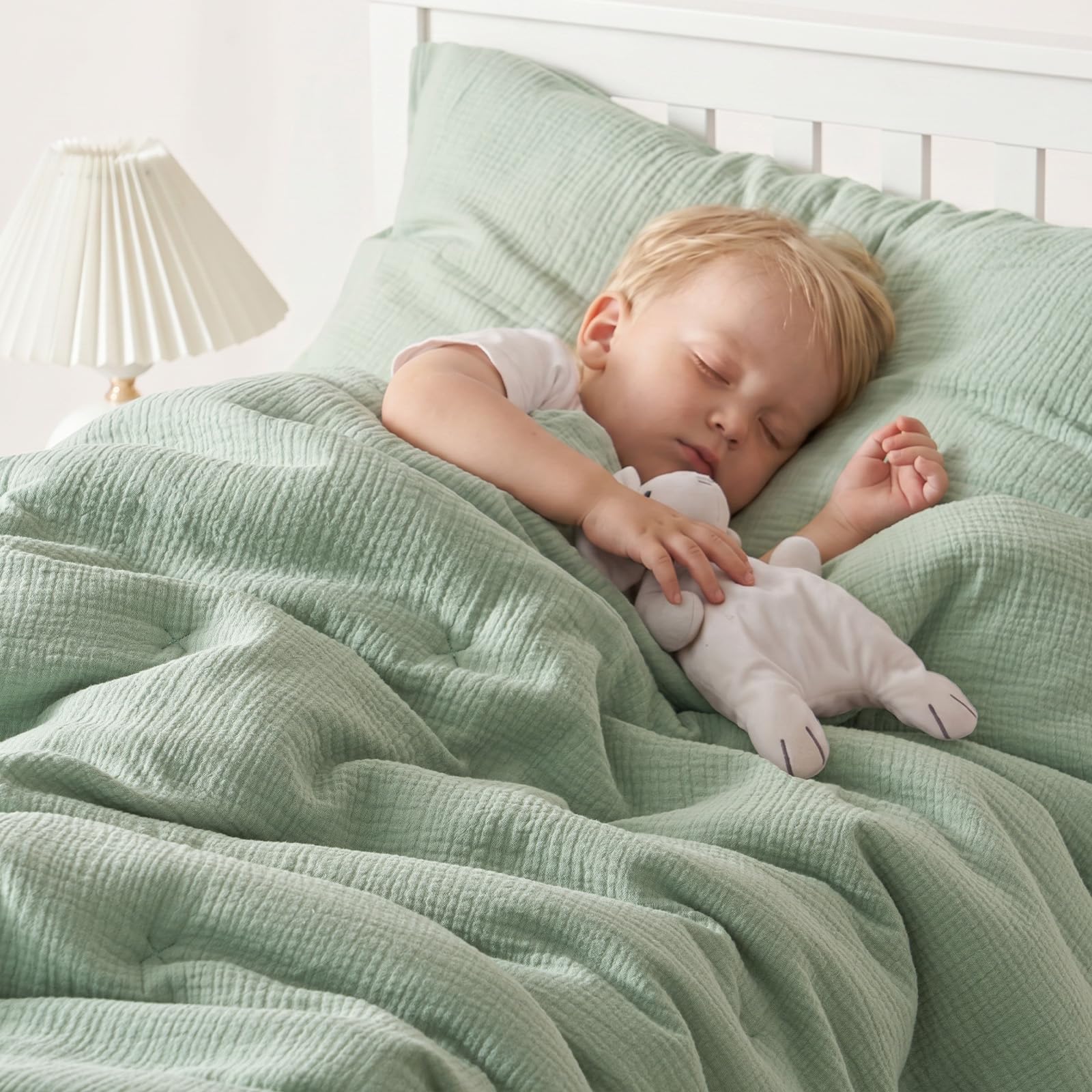 phf 3 piece muslin cotton toddler bedding set green us