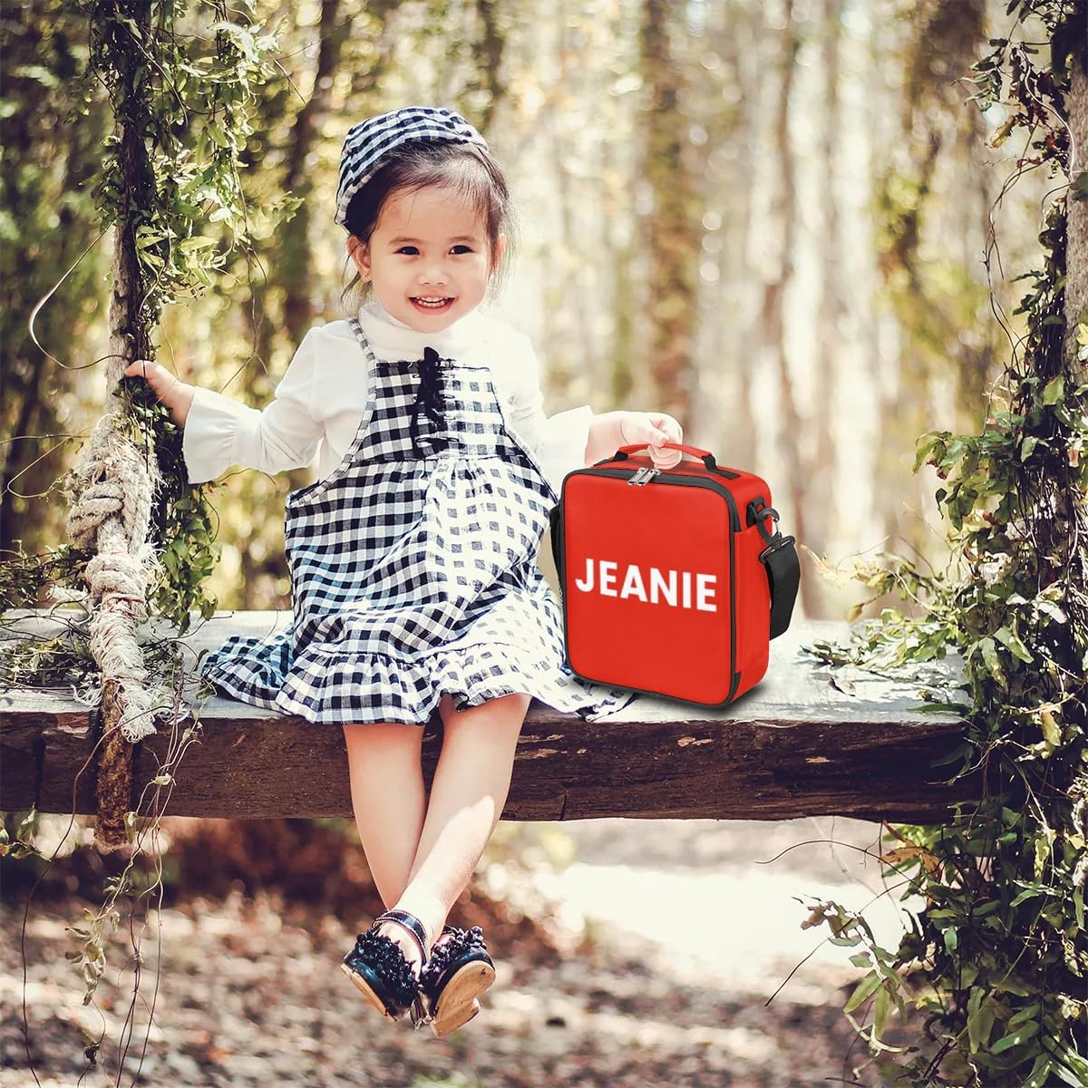 Custom Name Lunch Bag Personalized Insulated Cooler Lunch Box Leakproof Reusable Lunch Tote Bag for Work Office Picnic Travel for Girls Boys Men Women,Red 3