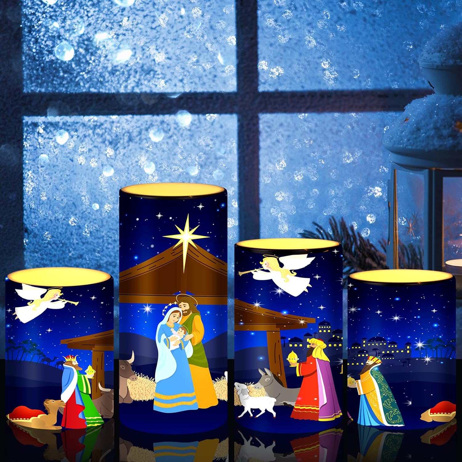 Buy Christmas Nativity Scene Candles LED Religious Theme Flameless