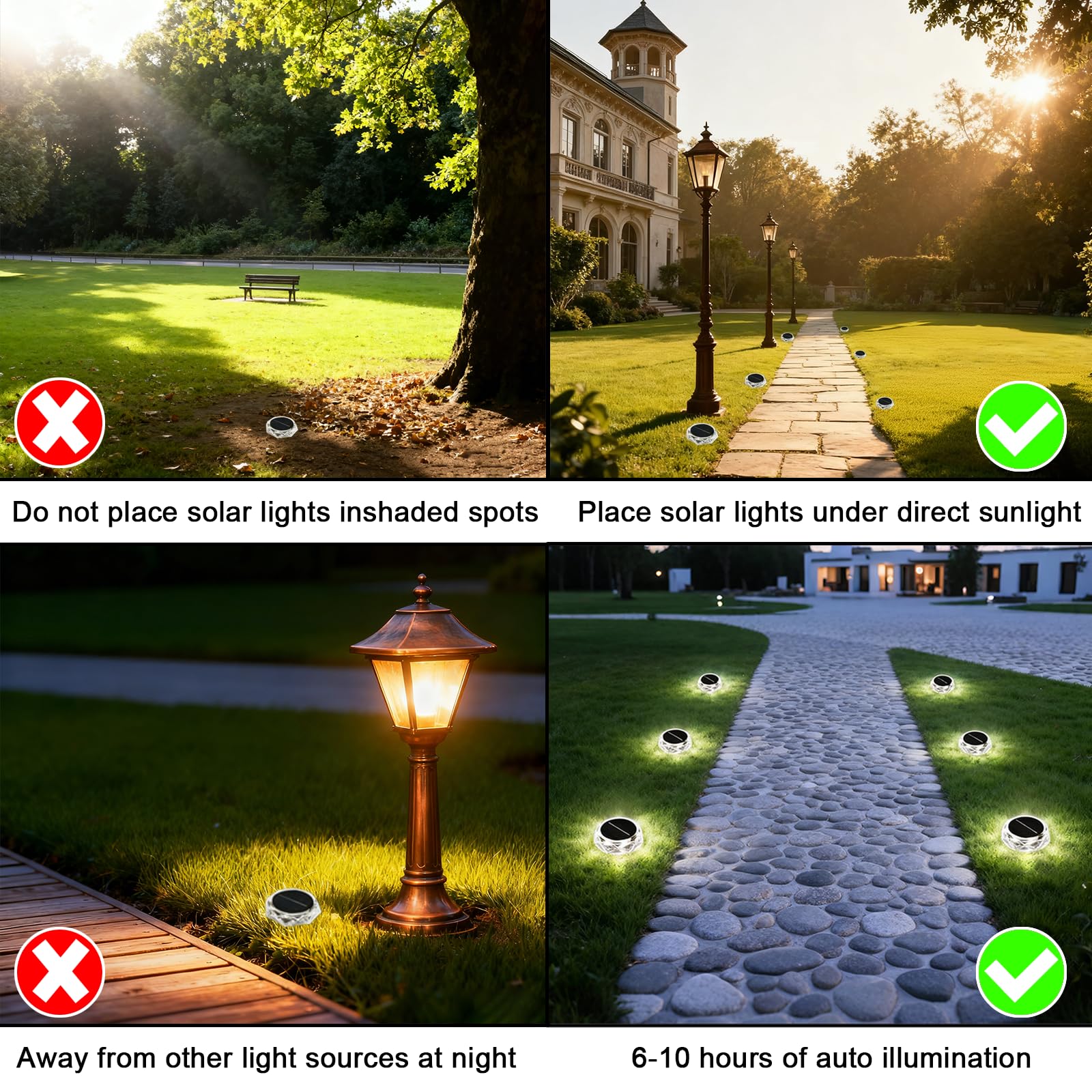 Solar Ground Lights Outdoor, 6 Pack Solar Garden Lights IP65 Waterproof, 8 Bright LEDs Decking Lighting with 600mAh Battery for Garden Lawn Patio Yard Landscape (Cool White) — view 4