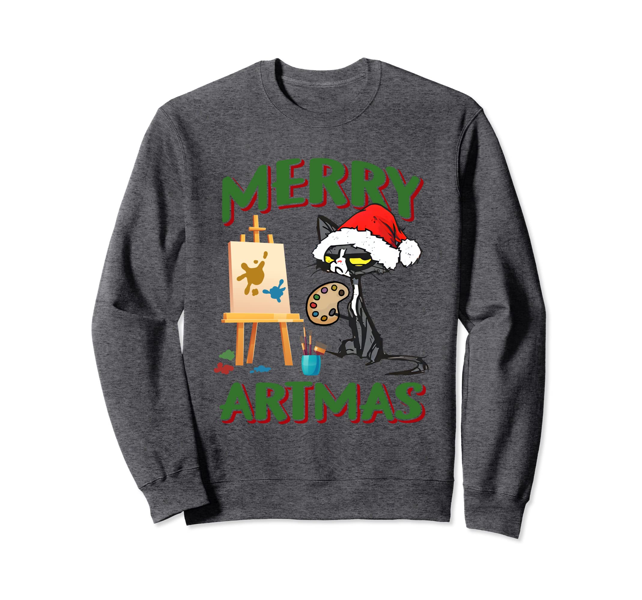 Santa Black Cat Merry Artmas Christmas Sweatshirt