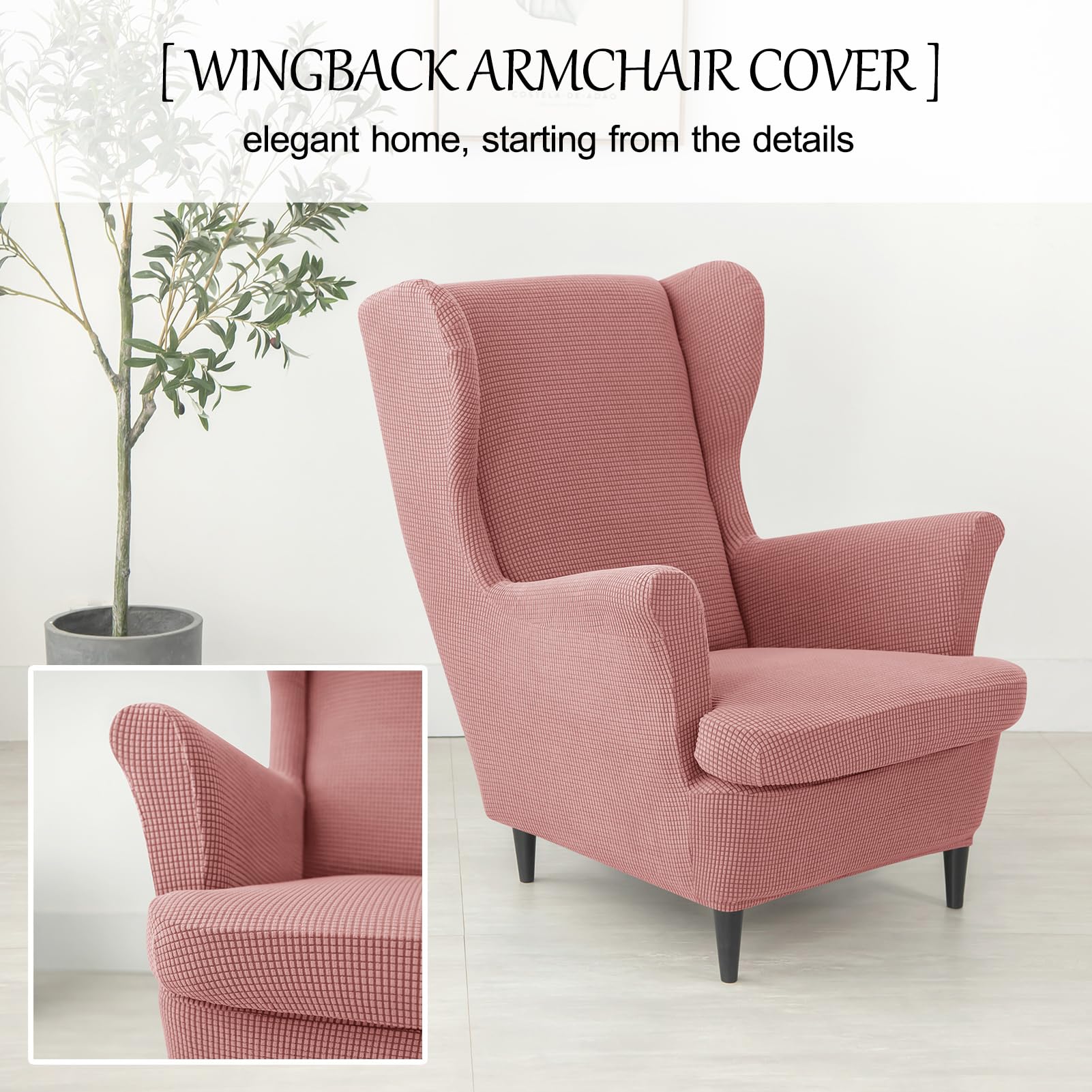 Ohrensessel Überzug, Sessel-Überwürfe, Ohrensessel Schonbezüge Bezug, Sessel Sitzbezug für Wohnzimmer Schutz, Sesselbezug (Rosa)