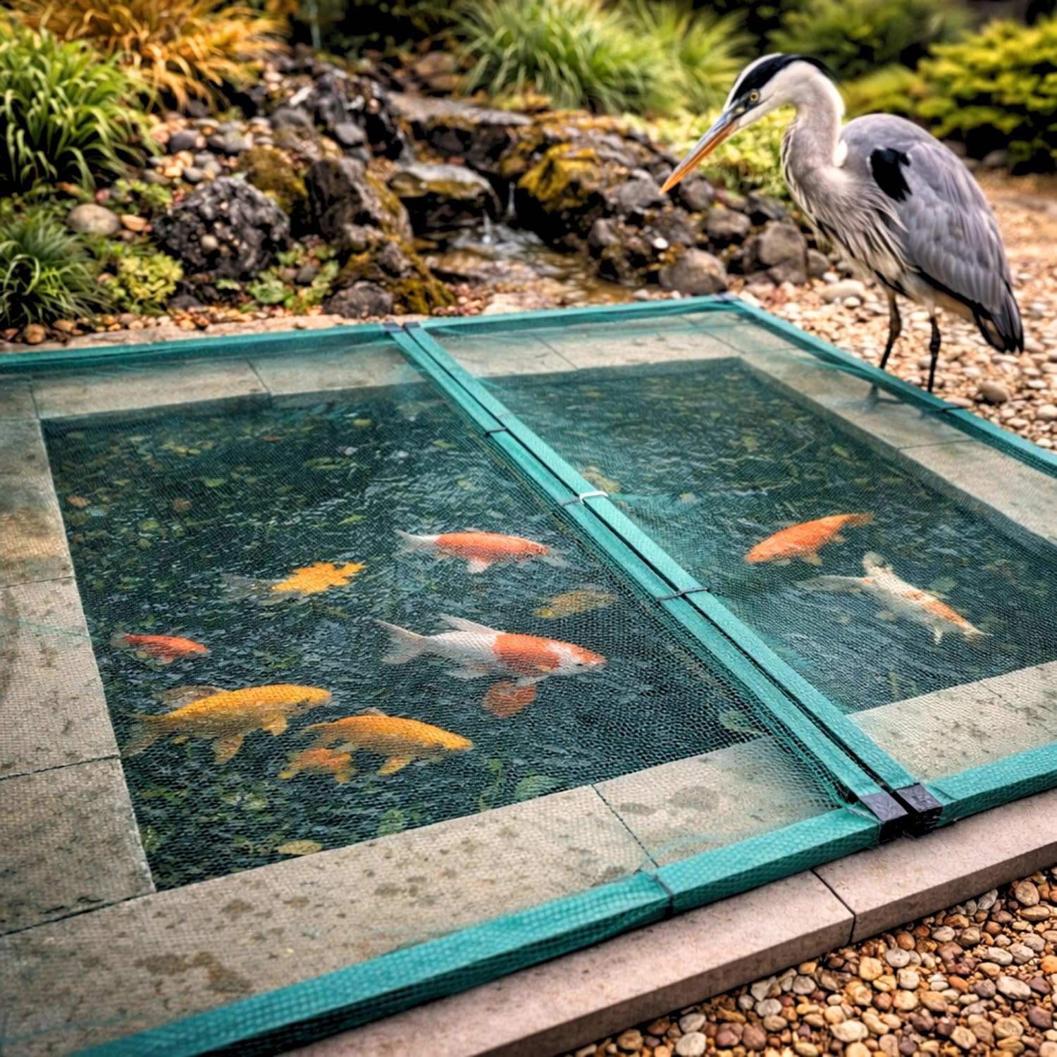 Heavy Duty Pond Cover Net & Frame 1.875m x 1.875m | Weatherproof Metal Garden Pond Guard with UV-Resistant Mesh for Leaf, Debris, Heron & Predator Protection | Easy Build, Green