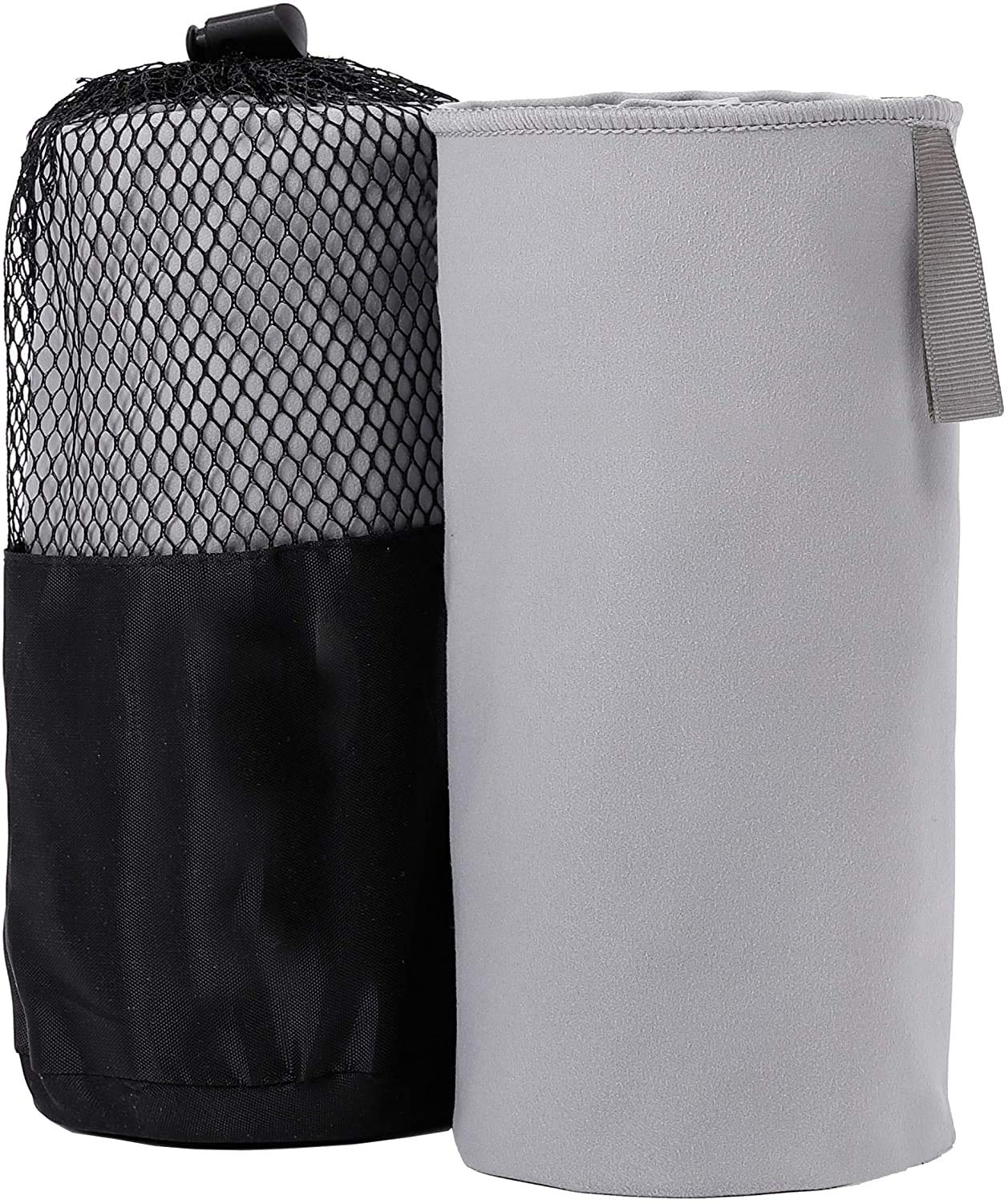 BIRDROCK HOME Multi-Purpose Microfiber Towel for The Beach, Travel, Pets or Camping - Large 31 x 63” - Grey - Quick-Dry - Absorbent Lightweight Compact - Mesh Bag - Kids Hiking Outdoor