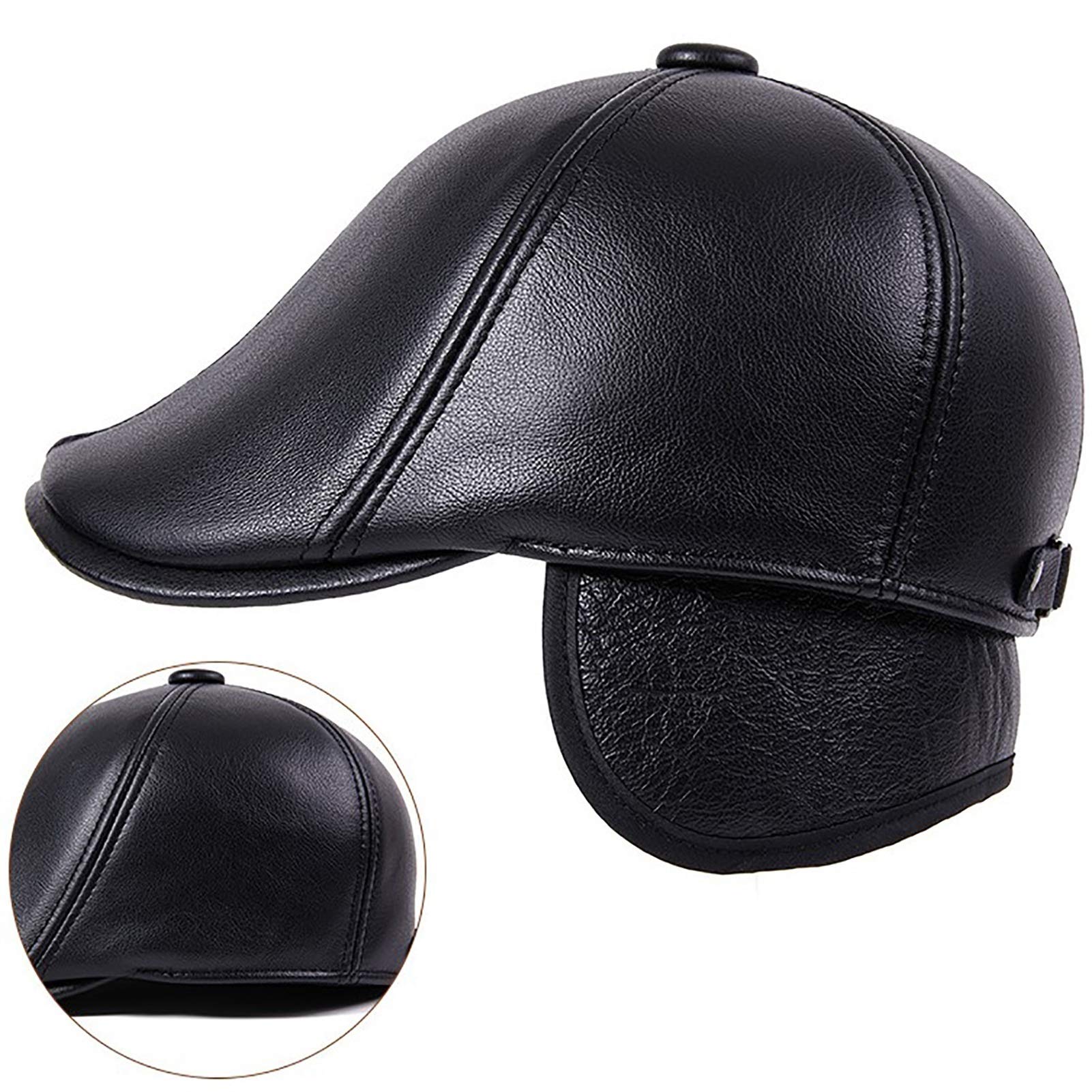 G&F Uomini Pelle Berretto Cappello Golf Regolabile Cappello Strillone Inverno 55-60 Cm