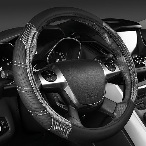 Miniatura 6 de CAR PASS Funda de cuero para volante y alfombrillas impermeables para automóvil, ajuste universal de microfibra para el 95% de los sedán, SUV,