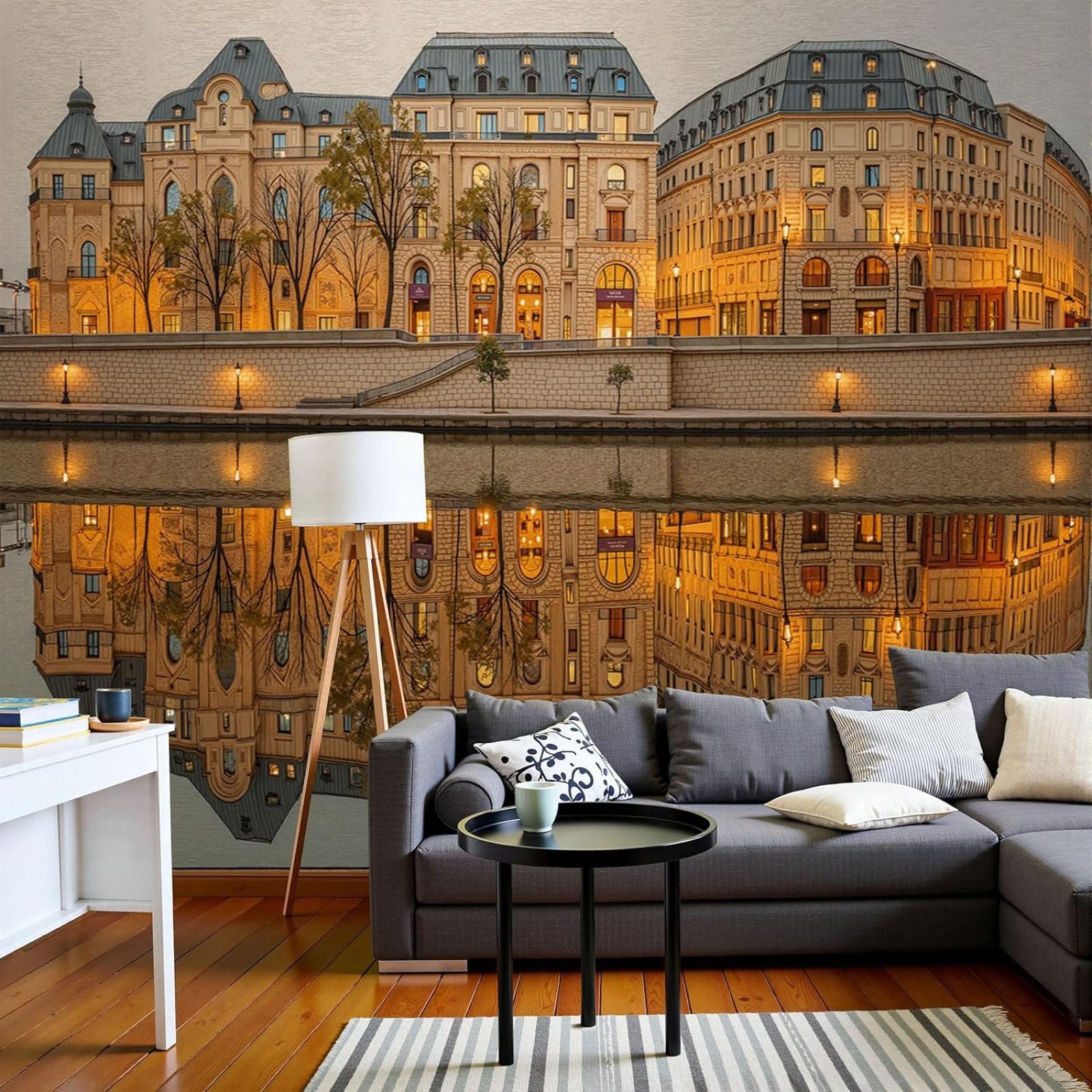kfjhgbdshhj Photo Wallpaper Paris Skyline European Architecture Modern Living Room Bedroom Warm Yellow Wall Decoration Motif Wallpaper,200cmx140cm Stickers - Frameless Painting - Poster