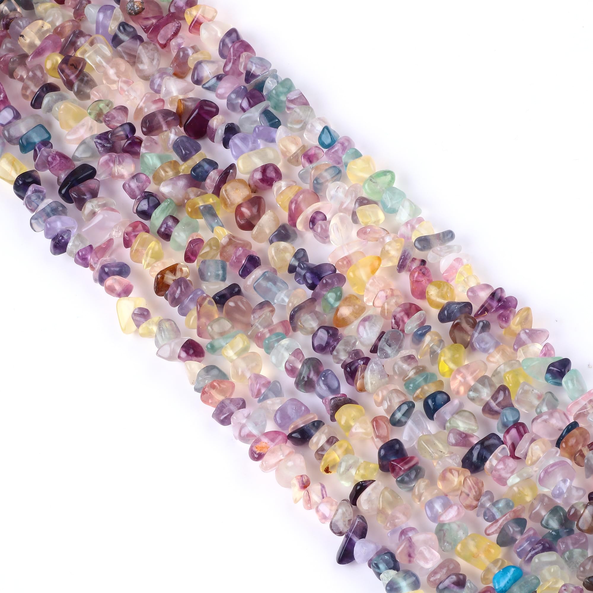1 Strand Fluorite Natural Chips Genuine Semi Precious Gemstone Beads for Jewelry Making Stone Bead 5 to 8mm Irregular Gemstones for Bracelet Earrings Necklace Jewelry Making Crafting DIY.