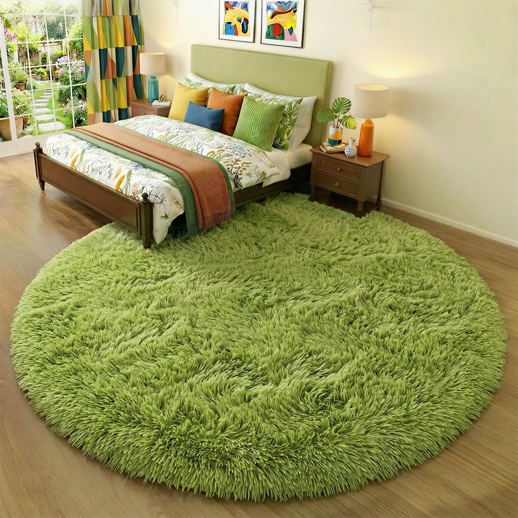 Photo 1 of Amdrebio 7Ft Grass Green Round Rug