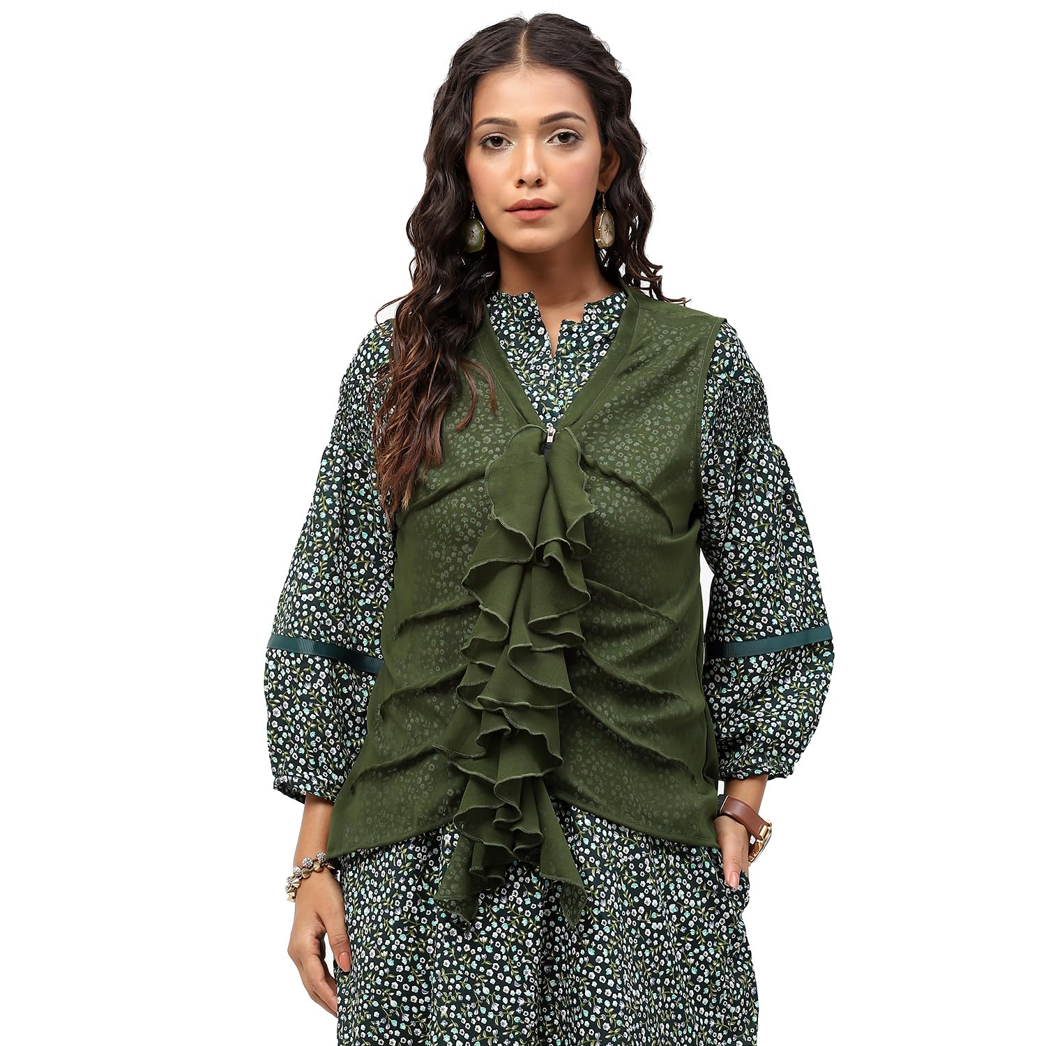 baawri Women's Olive Solid Color Shrug-picture-44