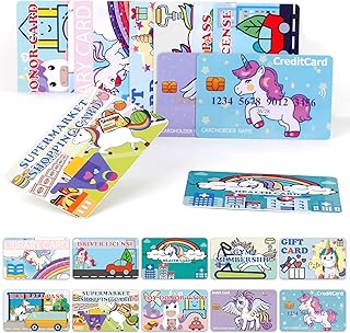 Fake Credit Cards for Kids - 10pcs Unicorn Play Credit Cards Pretend Debit & Membership Cards Set