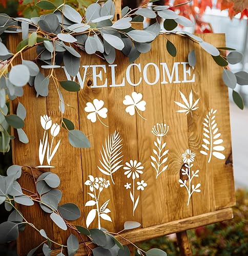 Miniatura 7 de 28 plantillas de hojas para pintar sobre lienzo, reutilizables, helechos de palma, tortuga, plantilla de hojas tropicales para manualidades,