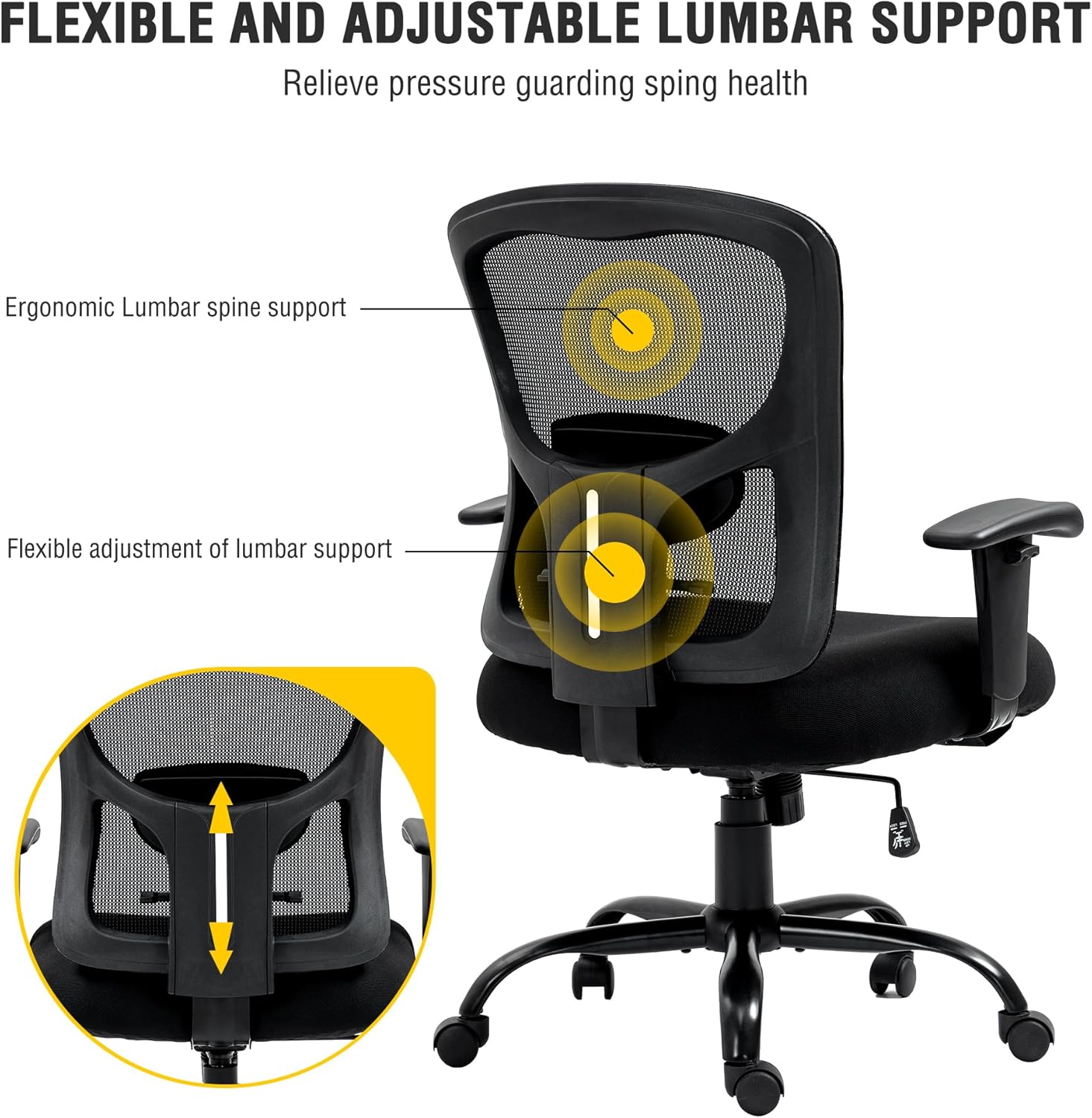 Cadeira de Escritório de Malha Ergonômica com Angola Ubuy