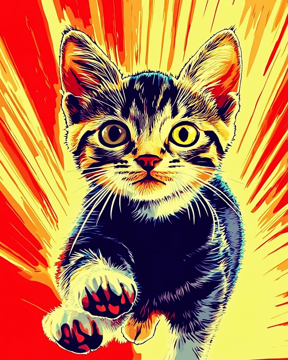 Liubaishi Multicolour Paint By Numbers For Adults, Amazing Kitten, 40X50 Cm Acrylic Canvas Kit With Brushes