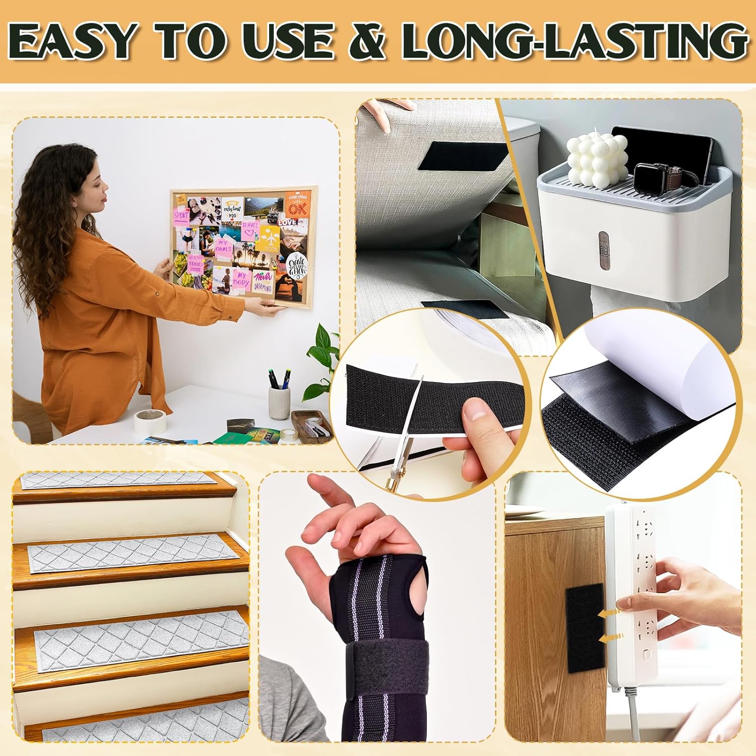 30 Ft×2 Inches Hook and Loop Tape, Strong Viscosity Adhesive Back Arbitrary Cutting, Sticky for Fabrics Nylon Self Adhesive Tape for Home Office School and Crafting, Reuse 2 Rolls Black and A Scissors