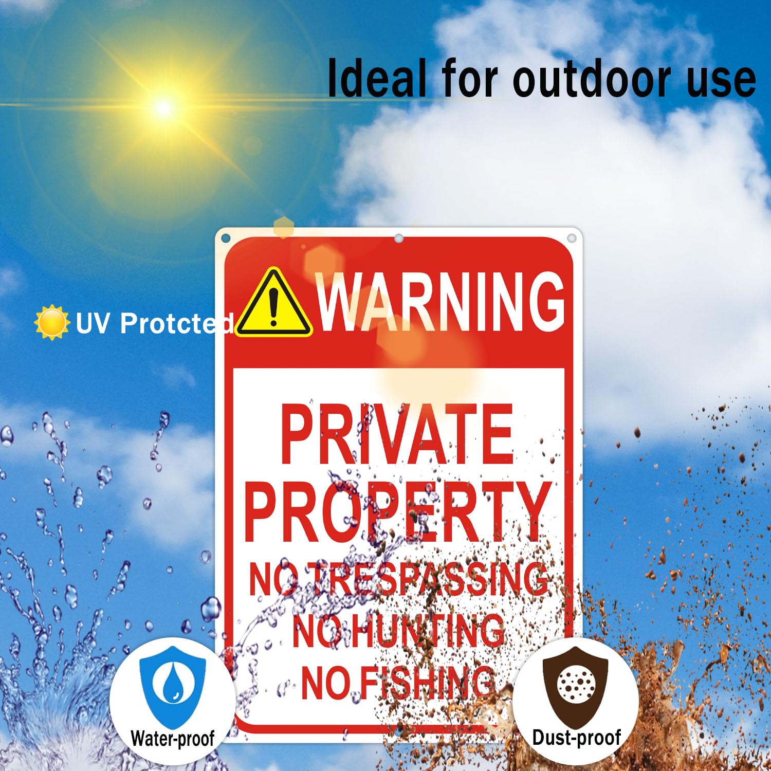 Señal de advertencia - Propiedad privada, no trespassing, no caza, 25,4 x 35,5 cm, reflectante, de aluminio, para advertencia, no caza, pesca, interior y exterior