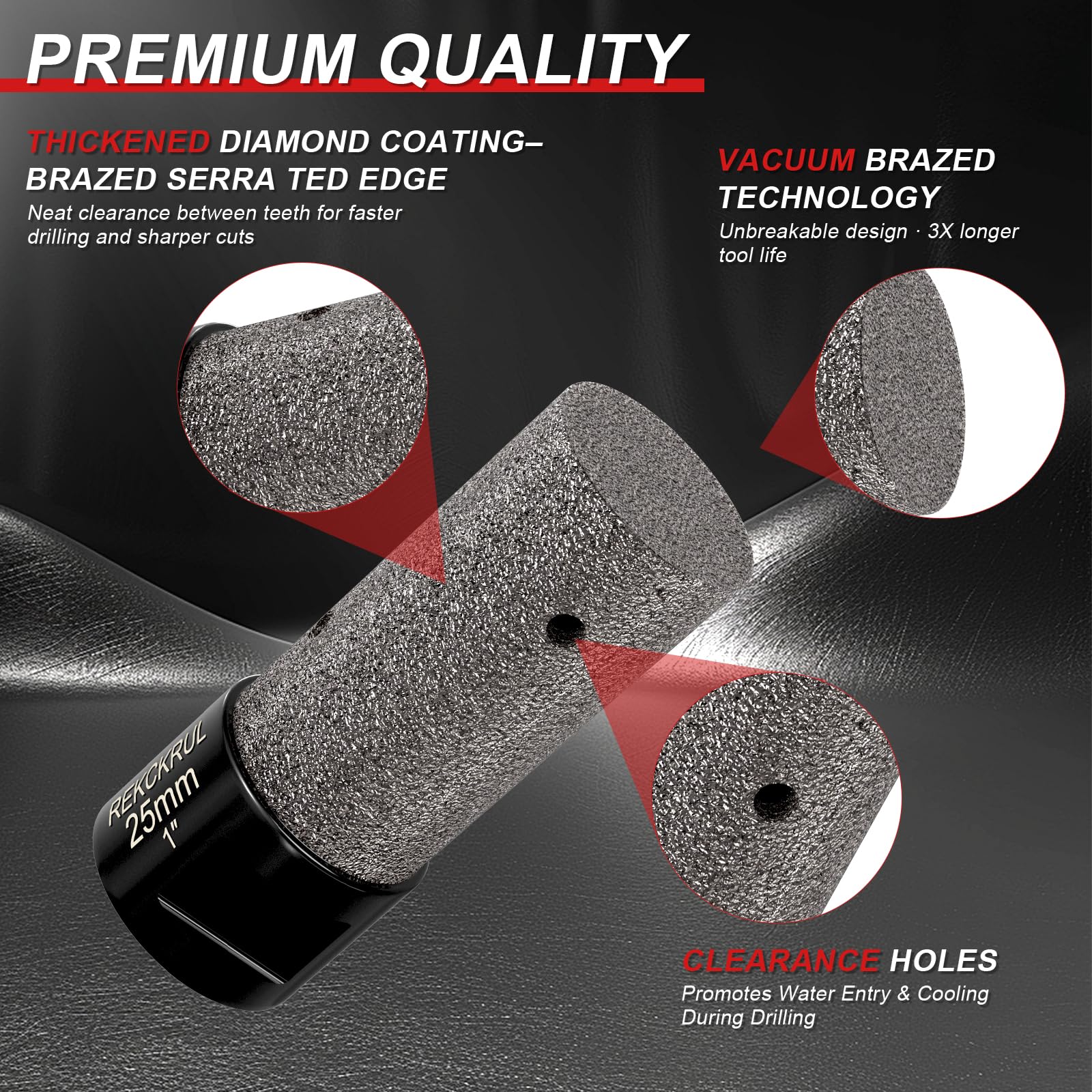 3 brocas de biselado de diamante de 2 pulgadas de rosca de 5/20.3 cm-11 – vástago hexagonal de 3/8 pulgadas – broca de fresado de dedo de diamante de 3/4 pulgadas, herramienta de amoladora