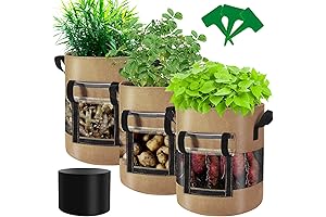 Three-Pack Visible Potato Grow Bags with Handle & Flap