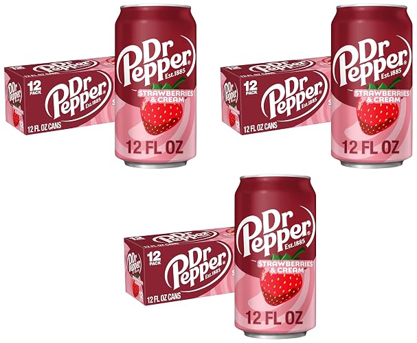 Dr Pepper Strawberries and Cream Soda | 12 fl oz cans | 36 Pack - Strawberries and Cream - 12 Fl Oz (Pack of 36)