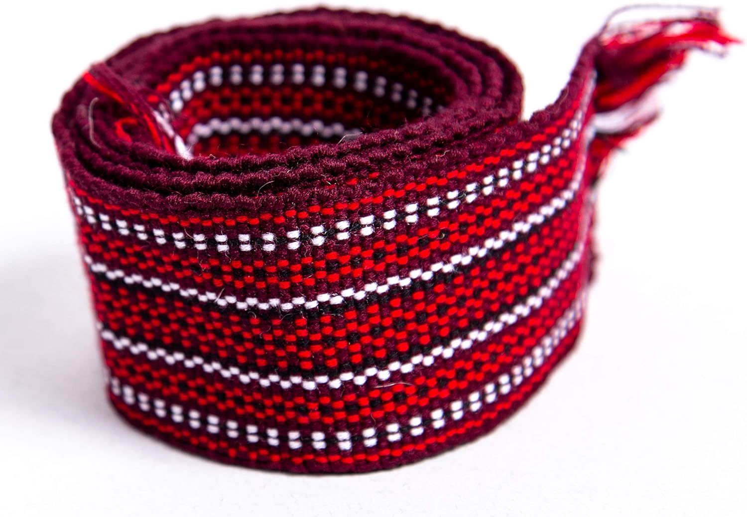 Ukrainian handmade woven homespun Hutsul Belt Burgundy Red KRAYKA 7 x 170 cm for Vyshyvanka