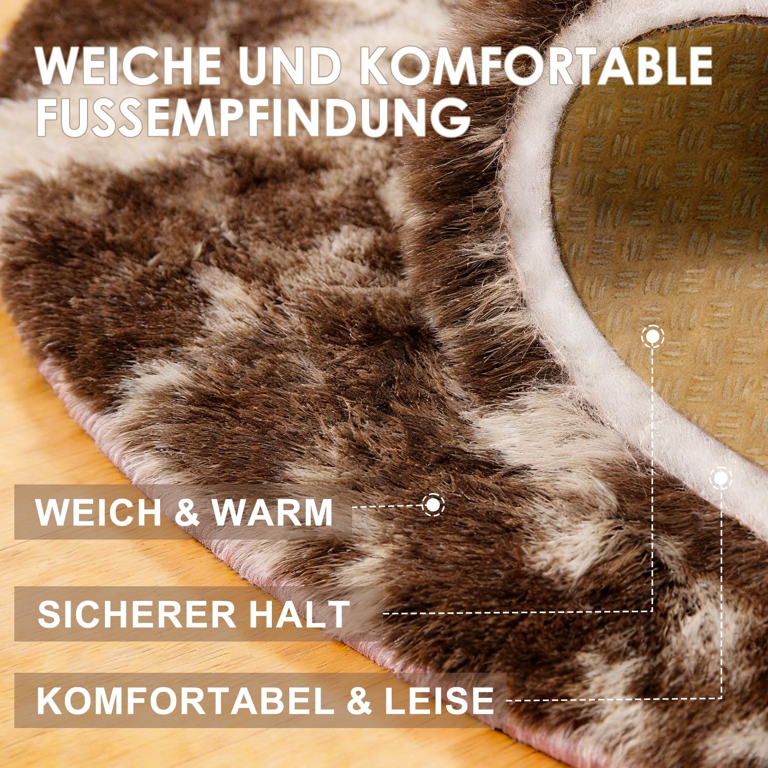 Rond hoogpolig vloerkleed - Cozy Shaggy - bruin