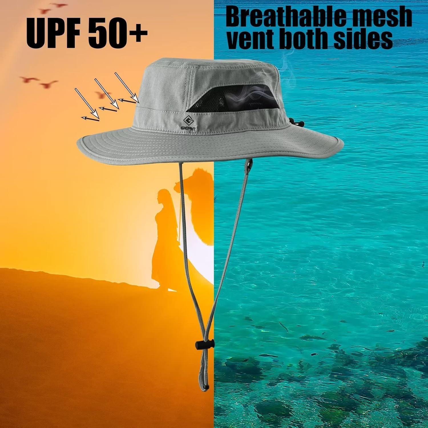 Fishing Hat for Mens Sun Hat Wide Brim Bucket Hat SPF UV Protection XL XXL Large Size Big Head Hiking Beach Safari - Image 2