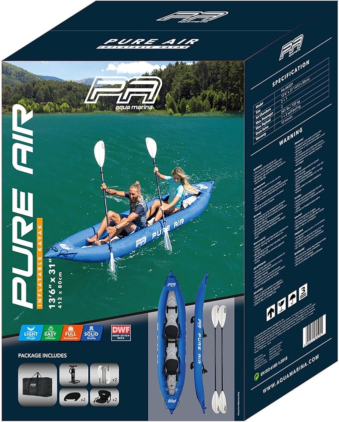 Aqua Marina Pure Air Kayak Inflable 2 Personas - Azul miniatura 8