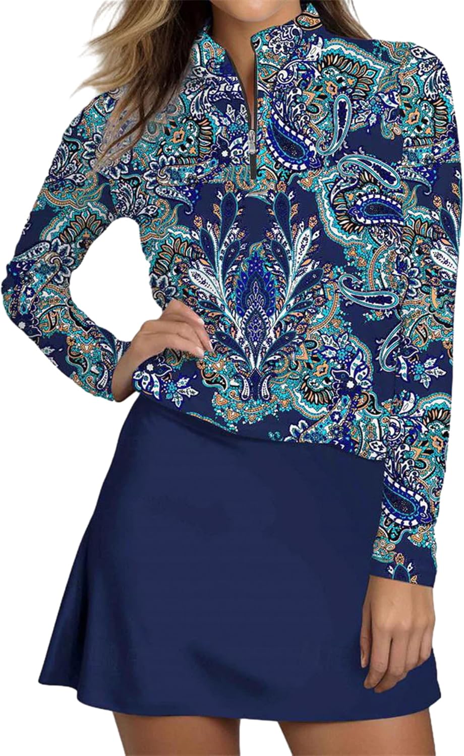 Golf Shirts for Woman UPF 50+ Sun Protection Quick Dry Lightweight Long Sleeve Polo Shirts for Woman Rash Guard - Image 6