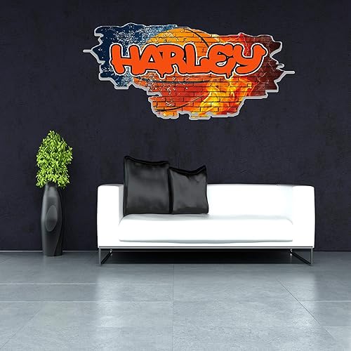 Miniatura 4 de Calcomanía de pared personalizada con nombre de graffiti en 3D, calcomanía decorativa de vinilo para decoración de vinilo, extraíble, despegar y