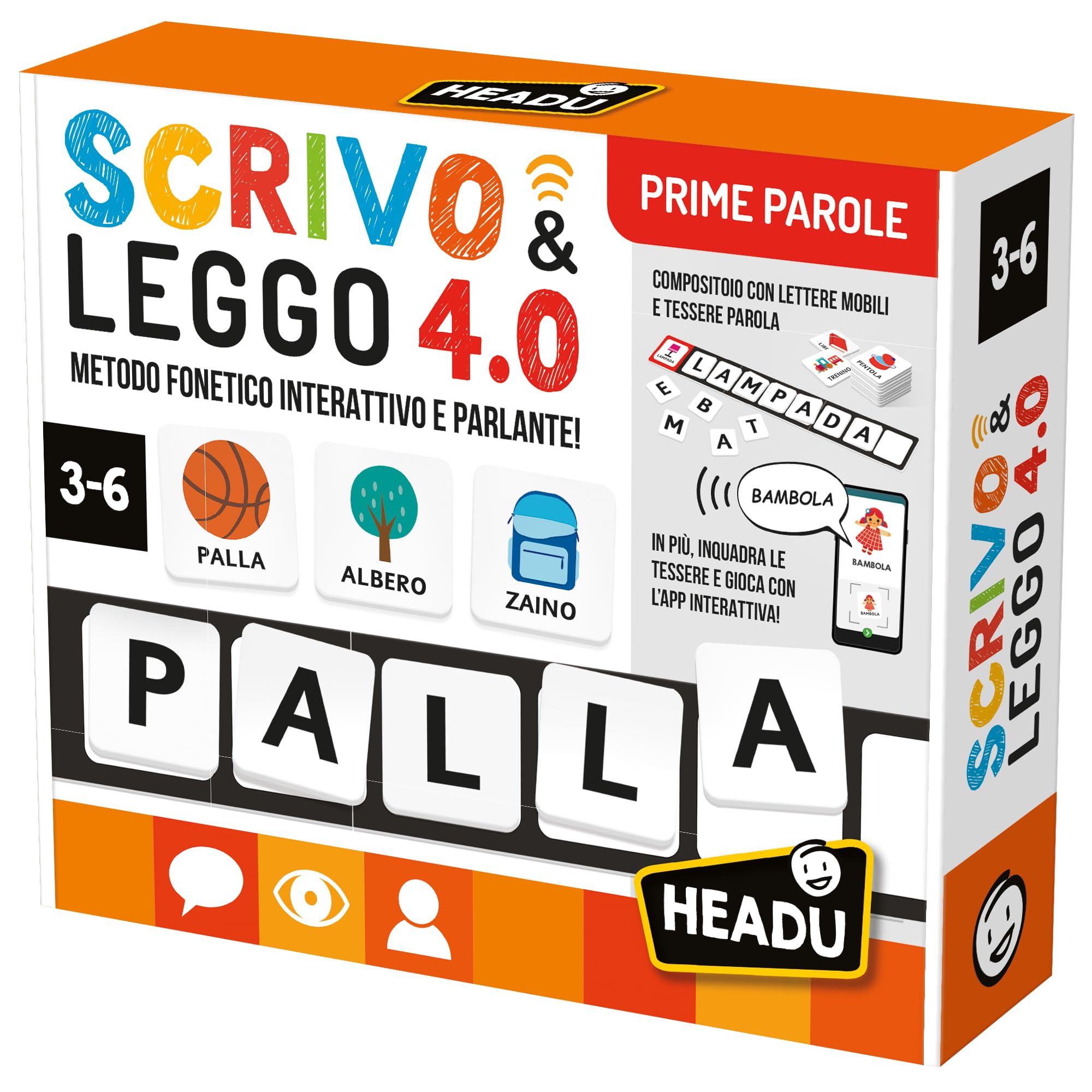 HEADU - Scrivo & Leggo 4.0 Prime PArole - Il primo gioco educativo animato e parlante! Gioco Educativo Per Bambini 3-6 Anni, Made In Italy | IT59940