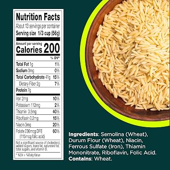 RiceSelect Orzo Rice-Shaped Pasta, Traditional Plain Orzo Pasta