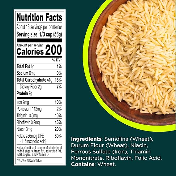 RiceSelect Orzo Rice-Shaped Pasta, Traditional Plain Orzo Pasta