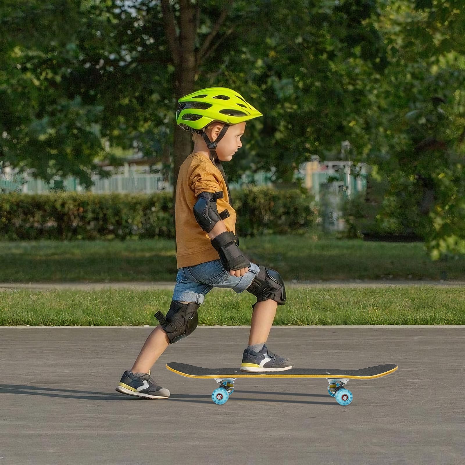 Skateboard completo a 7 strati di acero canadese Double Kick | Cuscinetti a sfera ABEC-7, superficie antiscivolo, ruote in poliuretano 85A da 50 mm, per bambini e adulti