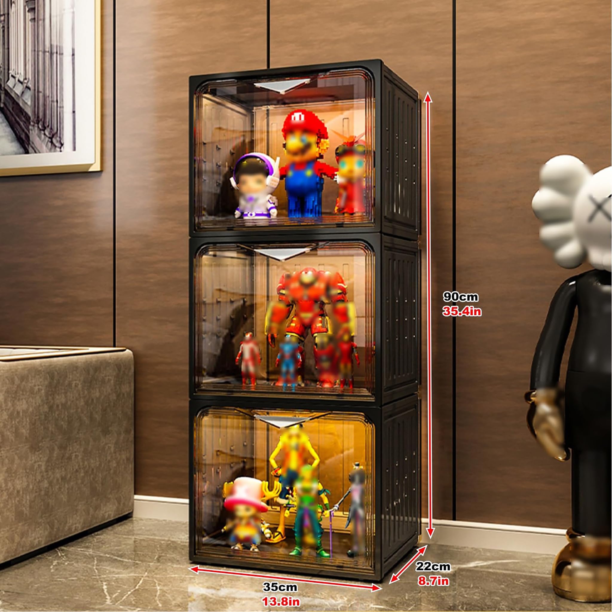 Vitrina para Figuras,Vitrina Expositora para Colecciones con Luz,[2capa/Puerta De Interruptor MagnéTico/Resistente Al Agua Y Al Polvo] para Modelos,Figuras, Coleccionables,ColeccióN De Vinos