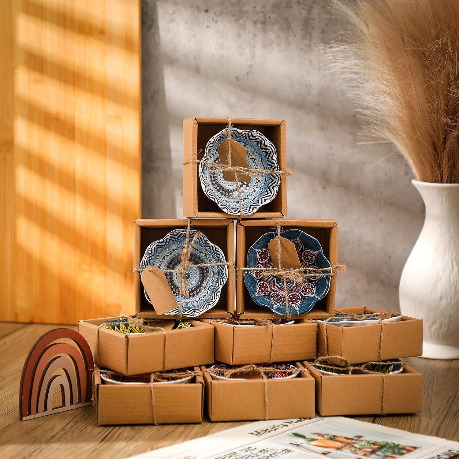 24 Pcs Mexican Wedding Favors for Guests Bulk 3.3 Inches Small Ceramic Bowl Mexican Salsa Bowl Dipping Boho Pottery Dishes for Bridal Pooja Baby Shower Birthday Guest Gift Rustic Souvenirs