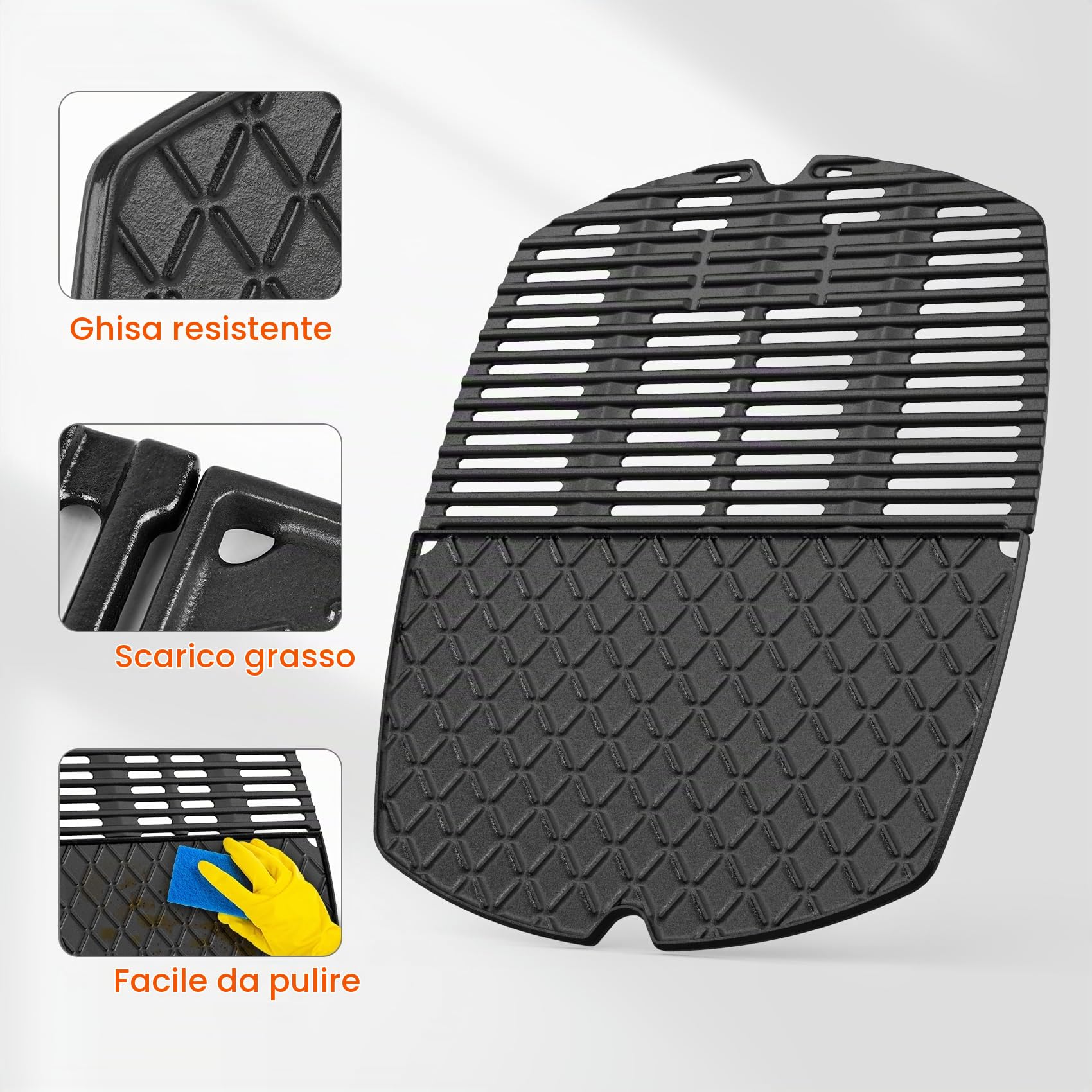 Onlyfire Set di Piastra e Griglia di Cottura in Ghisa per Griglie a Gas Weber Q200 Q220 Q240 Q2000 Q2200 Q2400, Ricambio per Weber 6559/7645