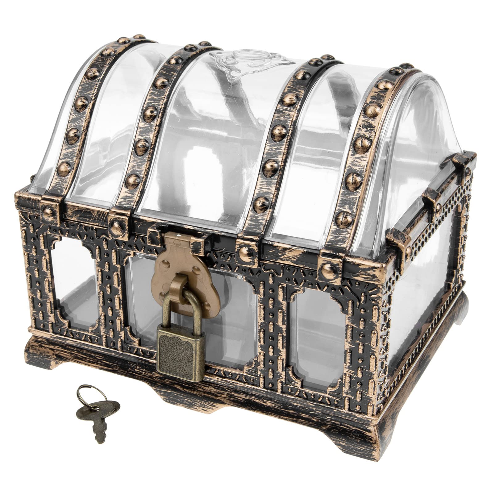 CBPNEISEK Pirate Treasure Chest for Kids: Decorative Transparent Pirate Chest Treasures Collection Storage Box for Halloween Treasure Game Pirate Theme Birthday Supplies/1997