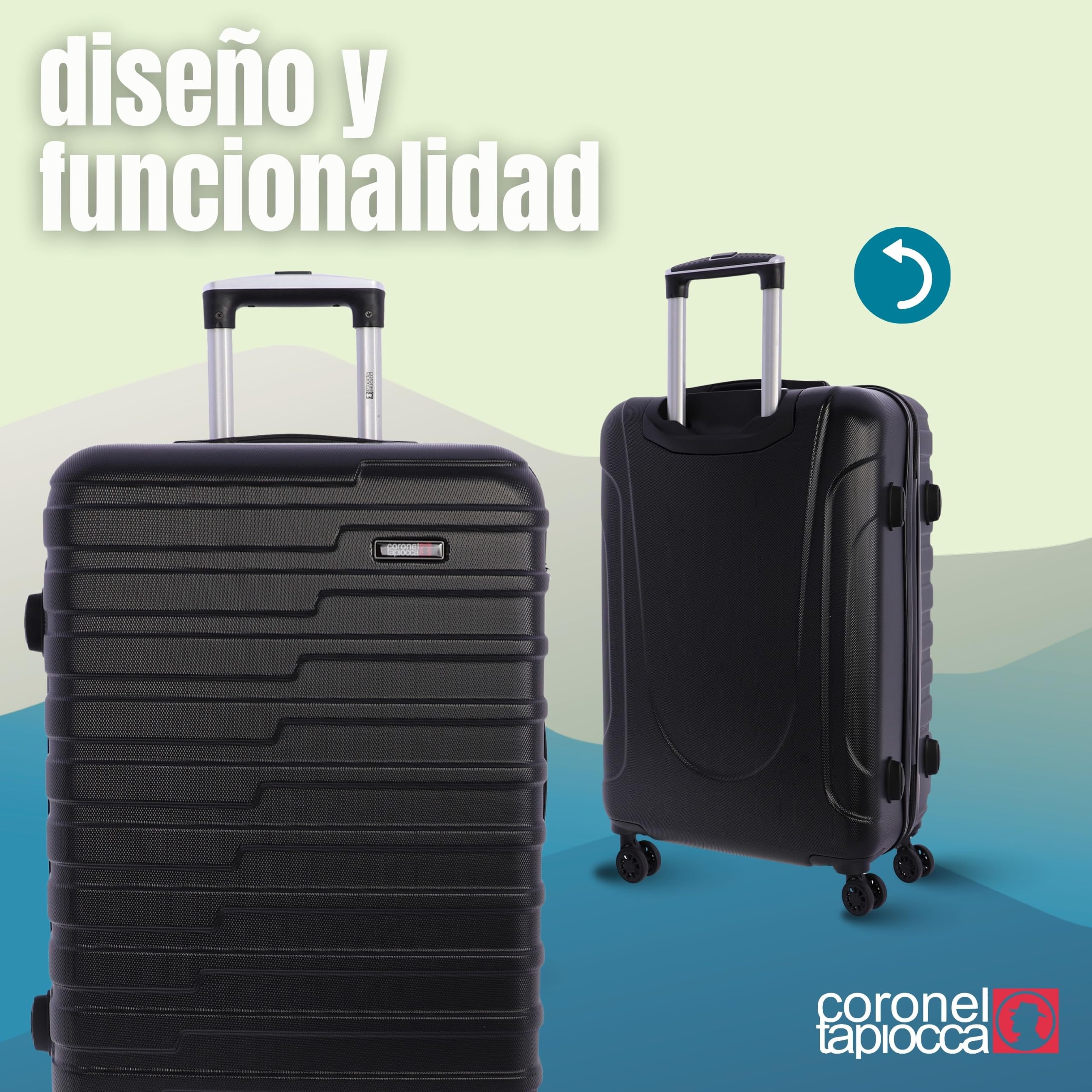 Coronel Tapioca - Maletas de Viaje Grandes 23 Kilos - Maleta Grande 77cm | Capacidad 100L - Candado TSA antirobo - ABS Resistente - Ruedas 360 giratorias - Ideal facturar y bodega