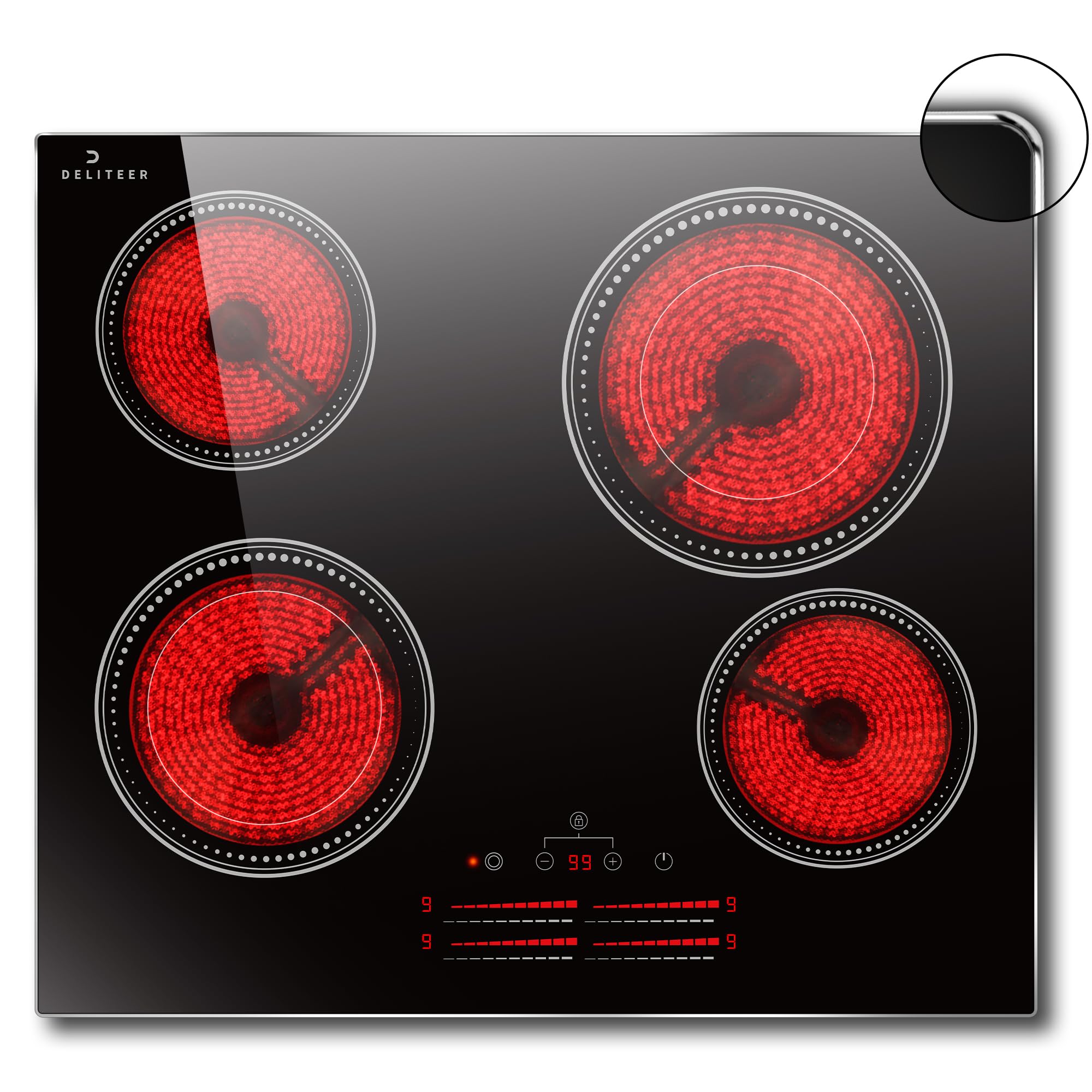 Plug-in Induction Hob White, Double Electric Induction Hob Built-in 30CM, Electric Cooktop 2 Ring, 2800W, 9 Power Levels, Safety Lock, Timer, Individual Touch Control, 230V — view 8