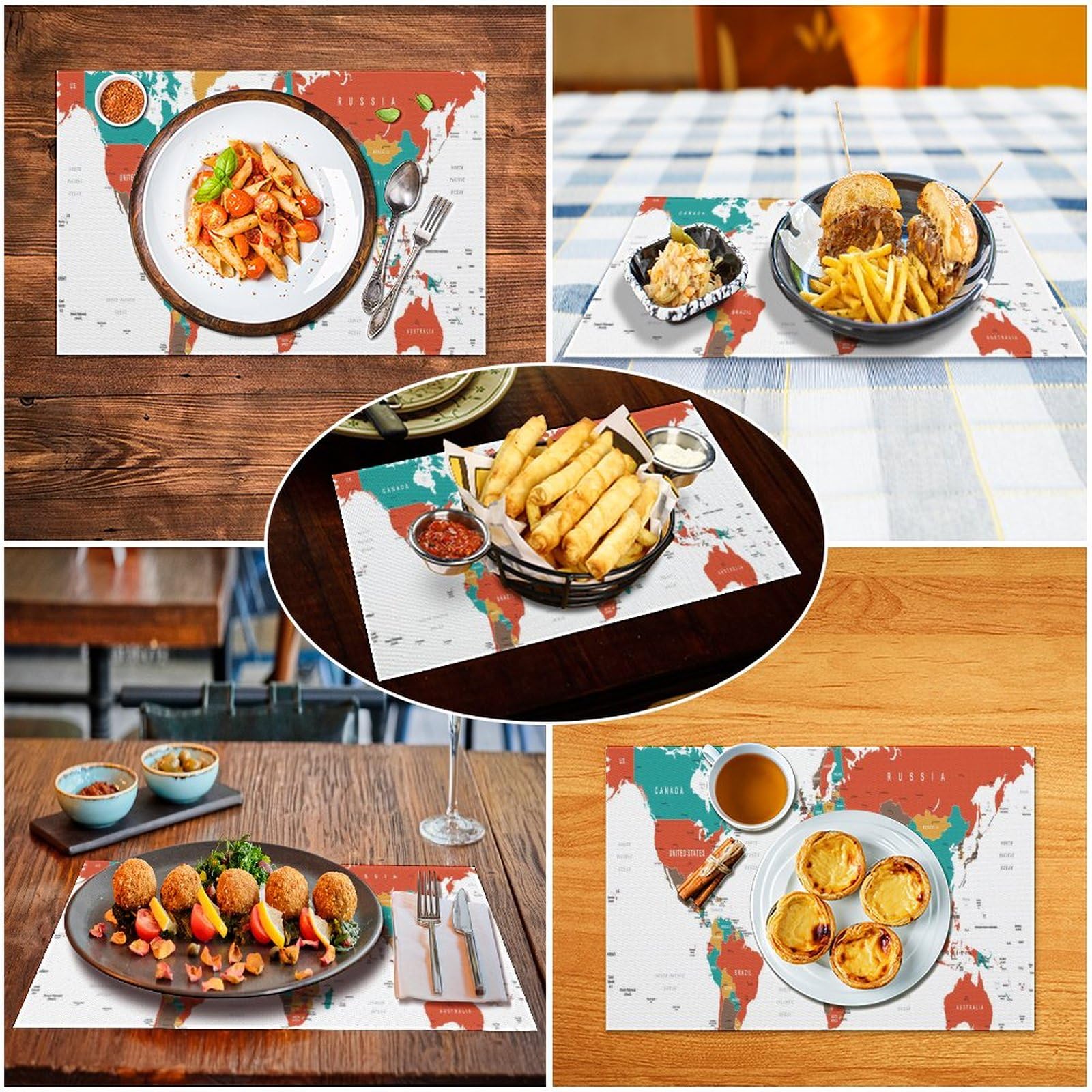 Amazon｜ランチョンマット 世界地図 食事マット おしゃれ 1/2/4枚