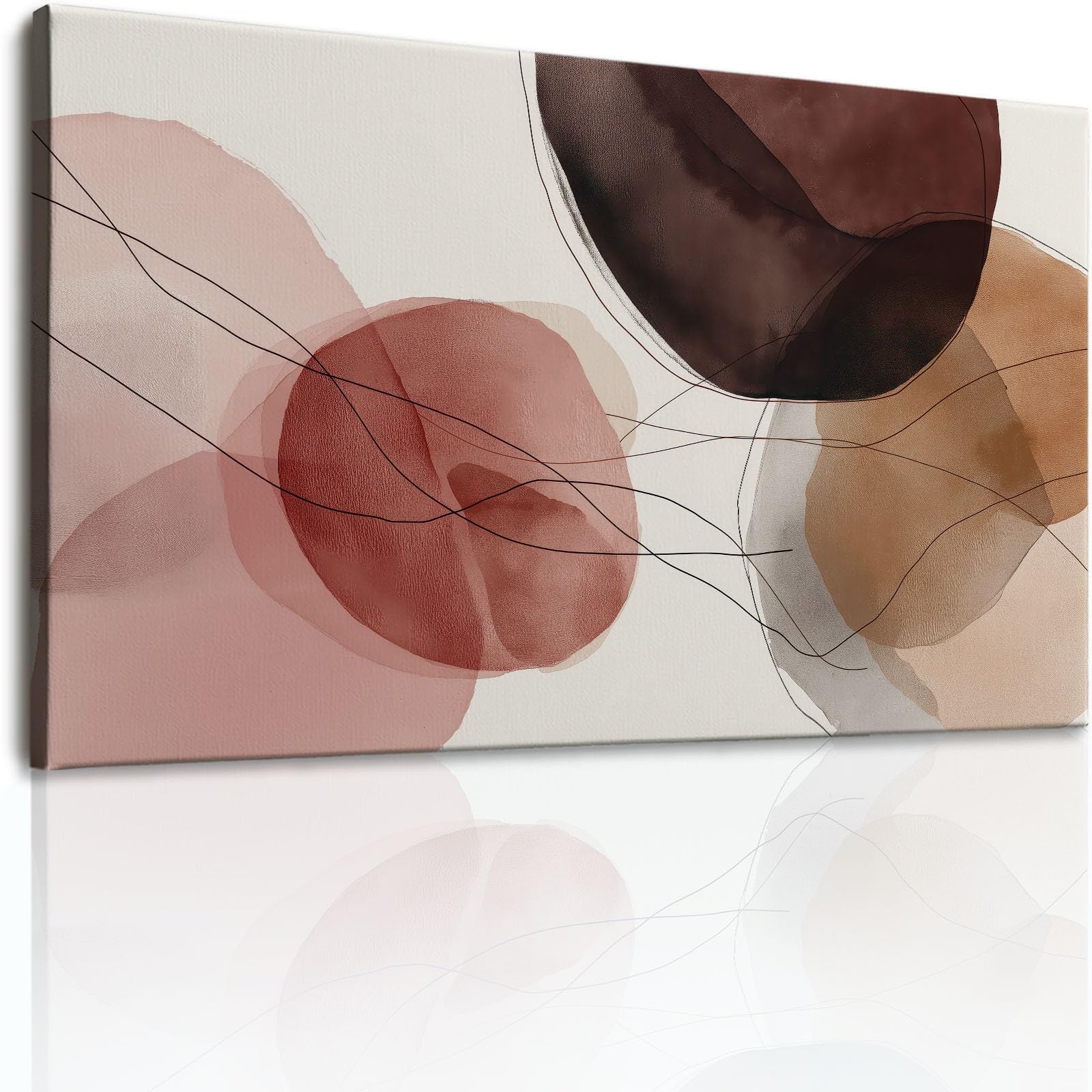 Impression sur Toile Tableau Decoration Murale 120x80 cm, Abstrait Blocs De Couleur Lignes Affiche Decoration Murale Sans Cadre, Decoratifs Muraux Boho Minimaliste Beige Salon Chambre Cuisine