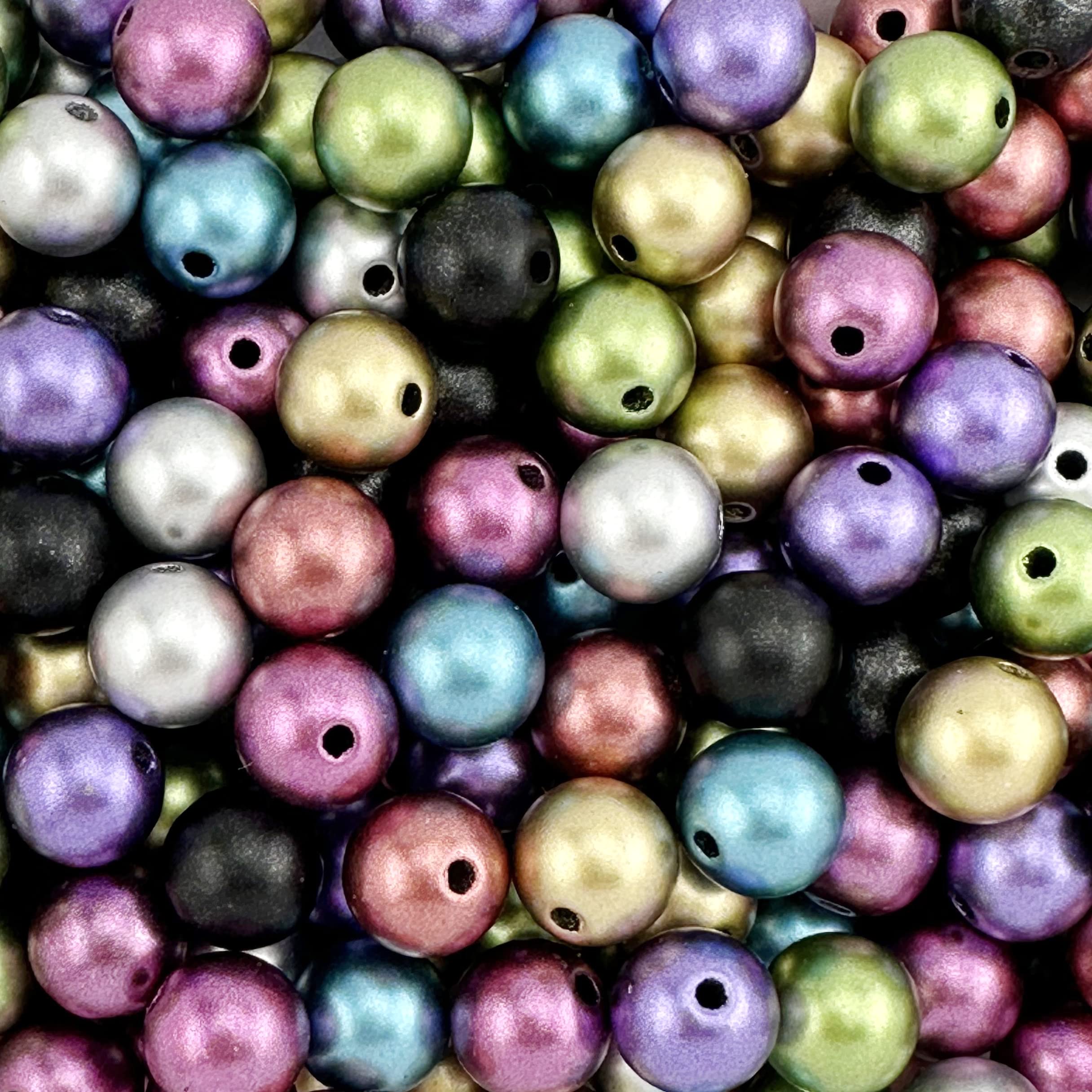 Koraliki z mosiężnym rdzeniem, Opakowanie 1000 okrągłych koralików akrylowych z dużym otworem 2,9 mm, wielokolorowe, różne rozmiary(Matte Metallic Mix,6mm)