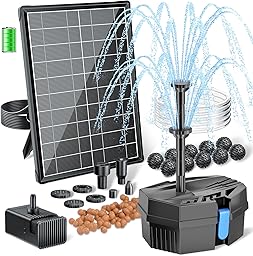 POPOSOAP Solar Fountain Pump with Pond Filter Kit Built-in 3000mAh Battery Backup, 8W Solar Water Fountain Pump, Pond Filters for Outdoor Ponds Bird Baths DIY Water Feature P3081D