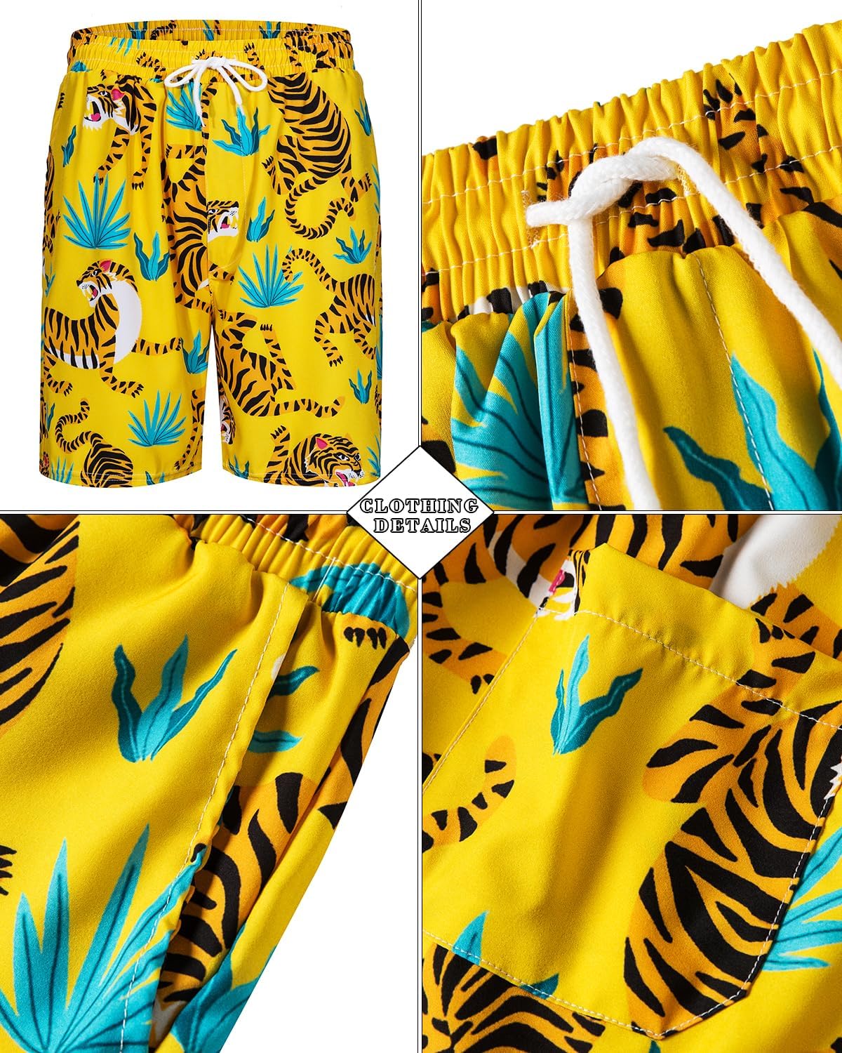 TUNEVUSE Mens Hawaiian Shirts and Shorts Set 2 Pieces Beach Outfits Flower Print Summer Tropical Suit with Bucket Hats - Image 4