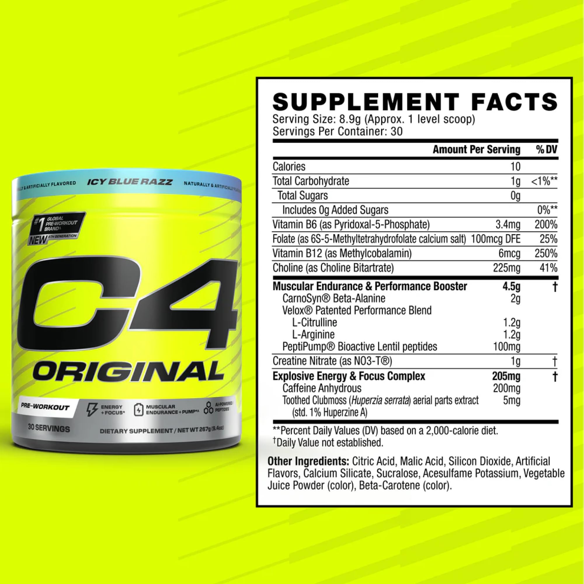C4 Original Pre Workout with 200mg Caffeine, Icy Blue Razz, 30 Servings — Amazon image 6